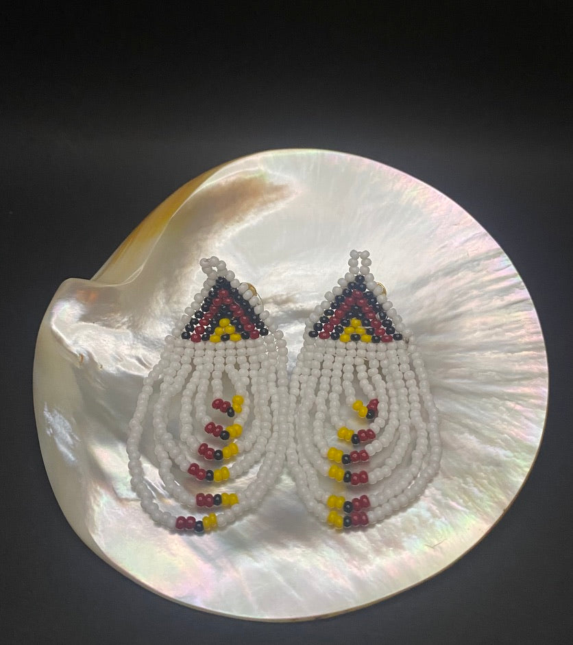 Maasai waterfall earrings white & red