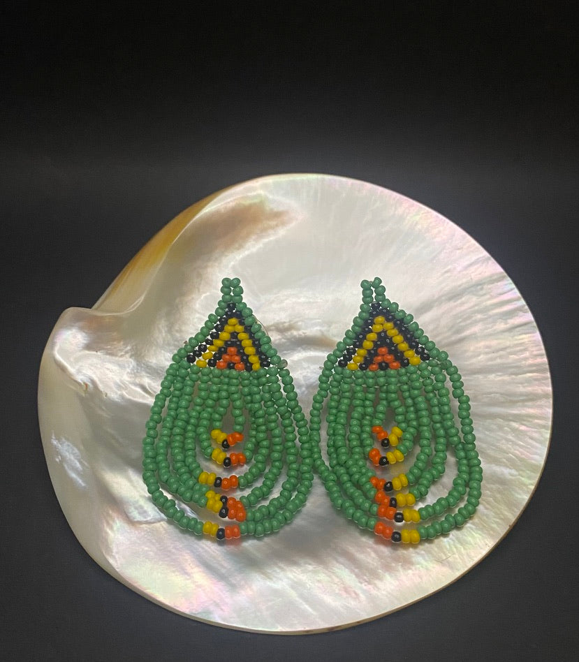 Maasai waterfall earrings green