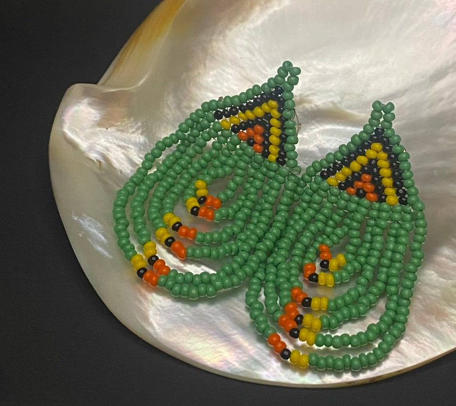 Maasai waterfall earrings green