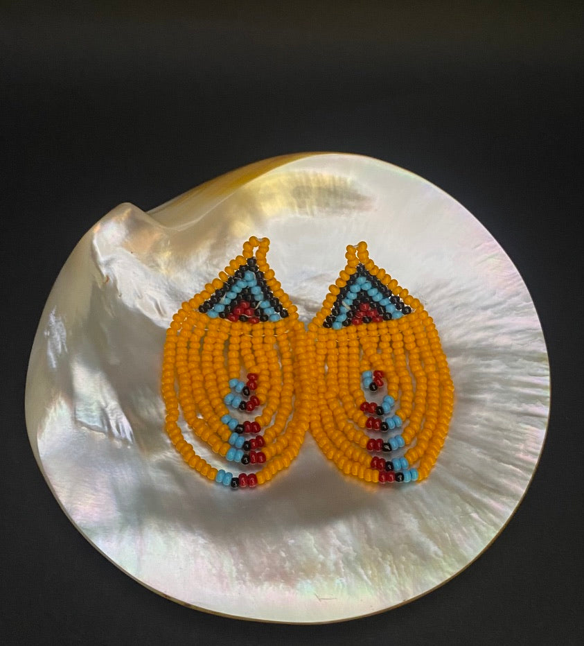 Maasai waterfall earrings mustard