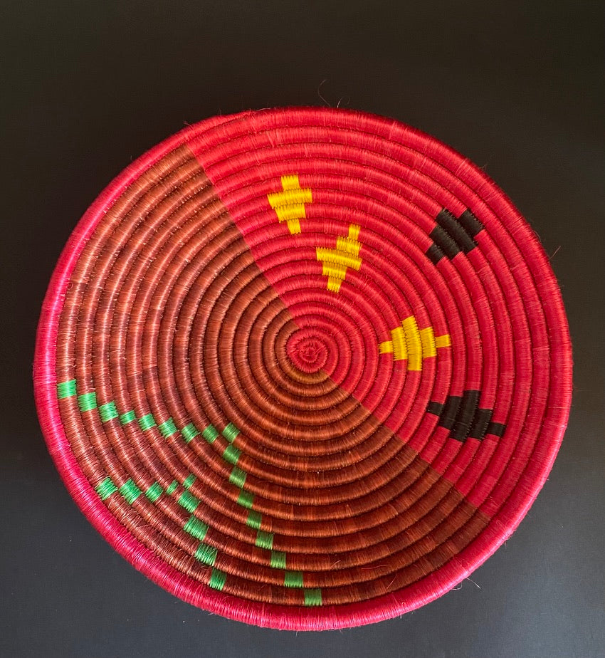 African raffia basket multicolor