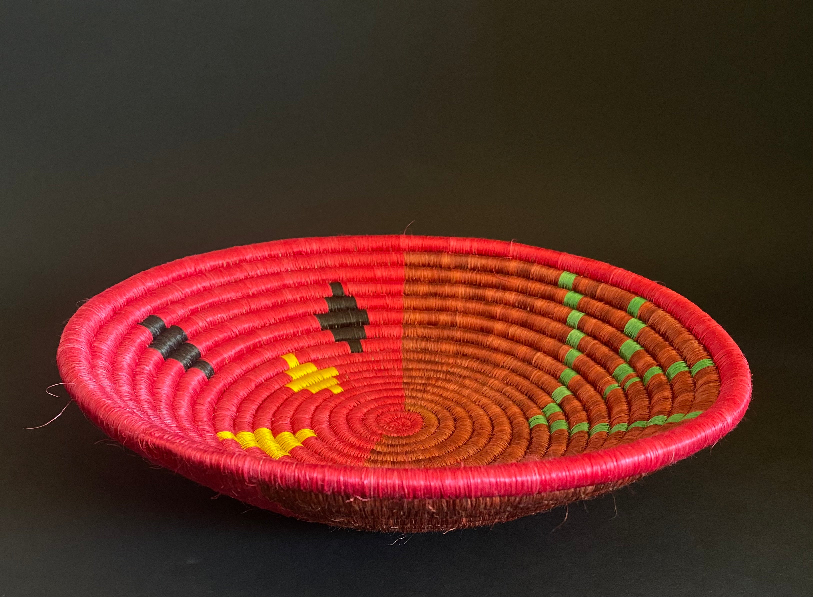 African raffia basket multicolor