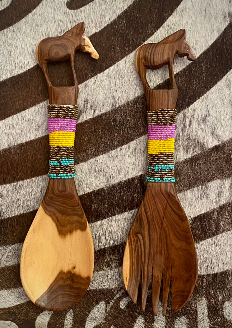 Maasai salad cutlery Zebra No. 1