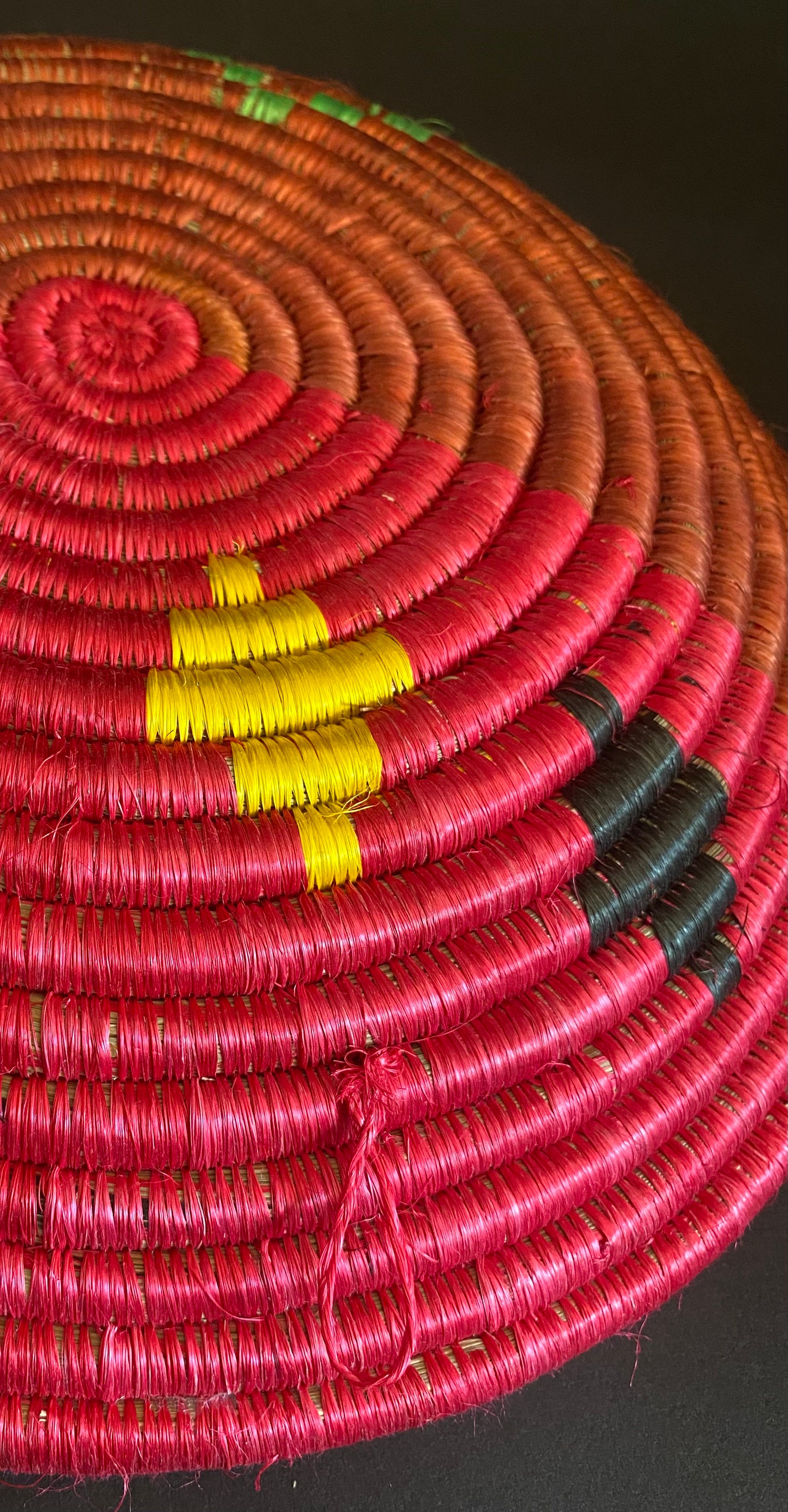 African raffia basket multicolor