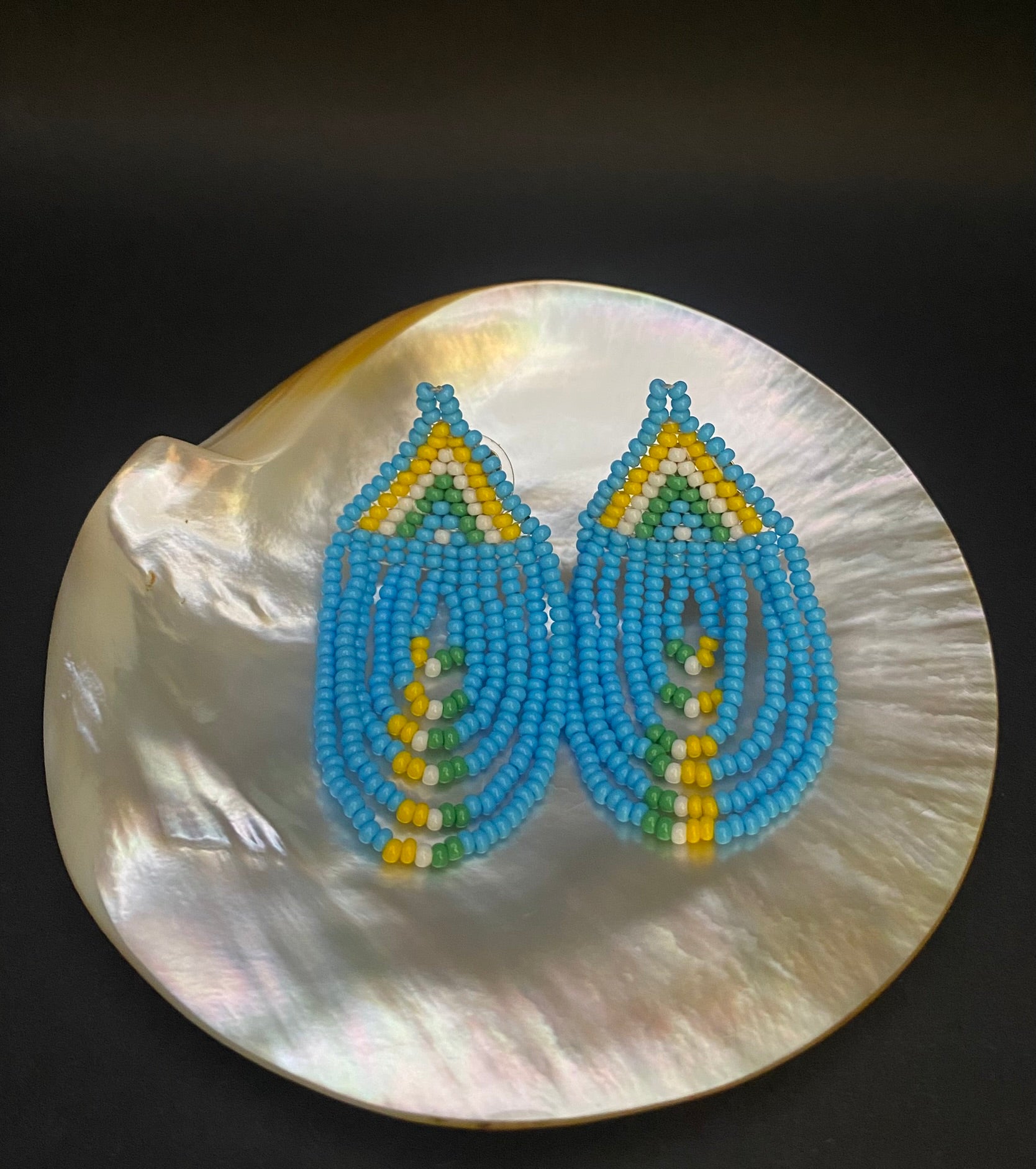 Maasai earrings waterfall turquoise