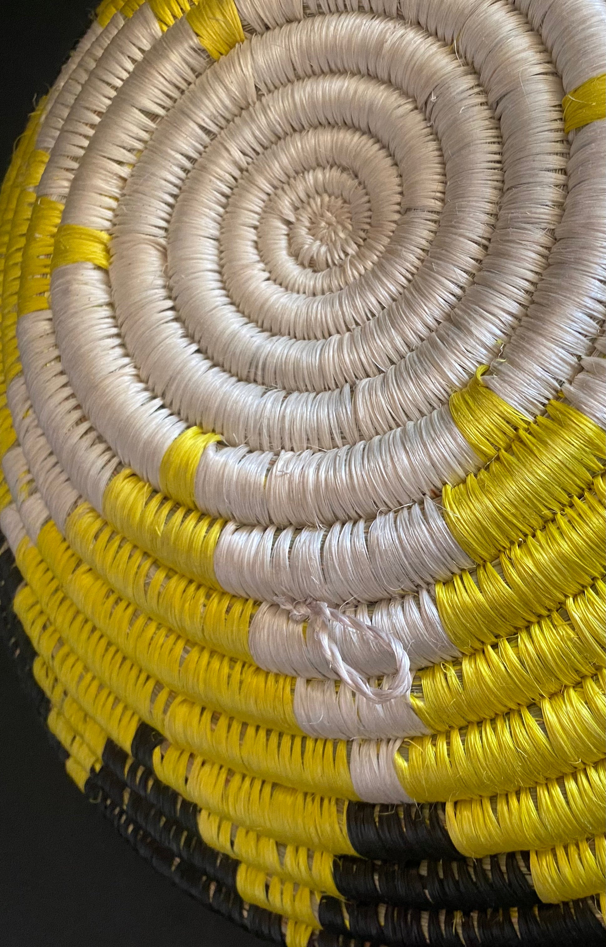 African raffia basket black & yellow