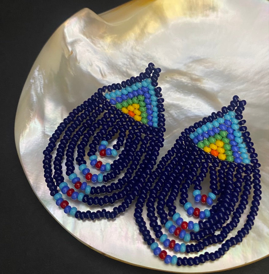 Maasai waterfall earrings blue