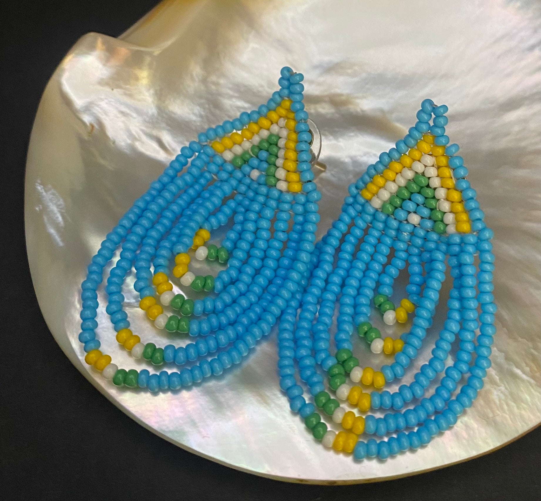 Maasai earrings waterfall turquoise
