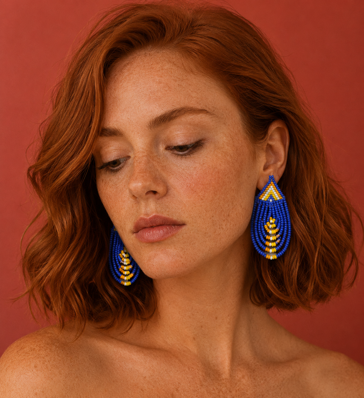 Pendientes masái cascada azul Klein