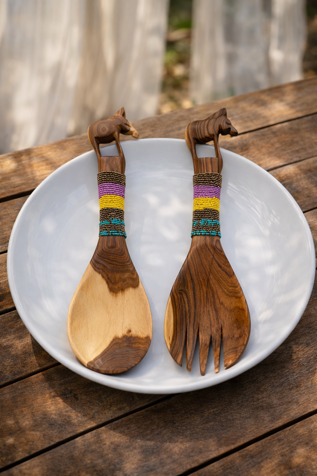 Maasai salad cutlery Zebra No. 1